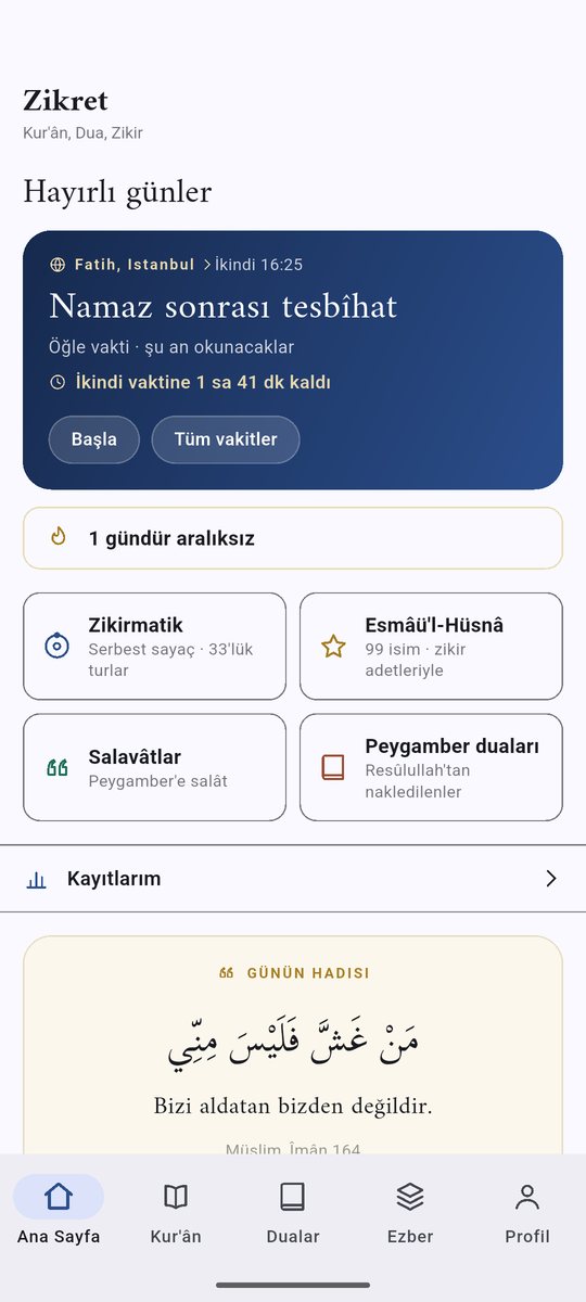 Ana sayfa ekranı